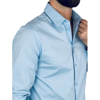 GIOVANNI PERA Koszula męska GP372 elastyczna SLIM błękitna, niebieska | Sklep GriShop.eu | Koszule