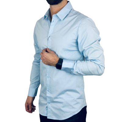 GIOVANNI PERA Koszula męska GP372 elastyczna SLIM błękitna, niebieska | Sklep GriShop.eu | Koszule