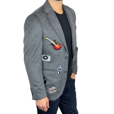 MARCO MILANO Marynarka męska C21 szara, casual, sportowa z naszywkami, muzyczna, gitary | Sklep GriShop.eu | Marynarki