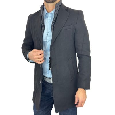 MACKTEN Płaszcz męski czarny, elegancki z wełną | Sklep GriShop.eu | Kurtki
