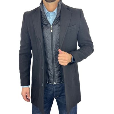 MACKTEN Płaszcz męski czarny, elegancki z wełną | Sklep GriShop.eu | Kurtki