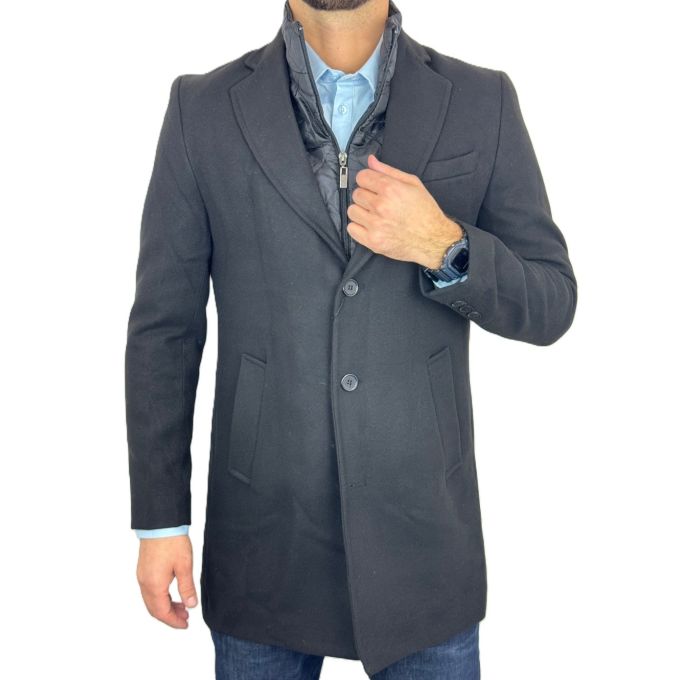 MACKTEN Płaszcz męski czarny, elegancki z wełną | Sklep GriShop.eu | Kurtki