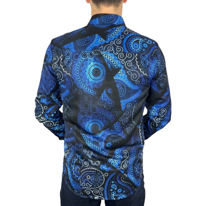 GUISEPPE LUIGI Koszula męska GL61 paisley, kwiaty, niebieska | Sklep GriShop.eu | Koszule