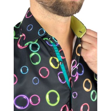 GUISEPPE LUIGI Koszula męska GL60 czarna w kolorowe bańki, kółka | Sklep GriShop.eu | Koszule 2