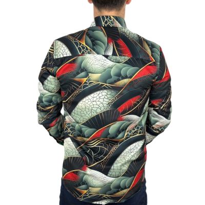 GUISEPPE LUIGI Koszula męska GL64 kolorowa, zielona, złota, wąż | Sklep GriShop.eu | Koszule