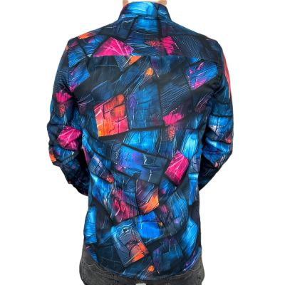 GUISEPPE LUIGI Koszula męska GL72 niebieska, różowa, kolorowa, wzór 3D | Sklep GriShop.eu | Koszule