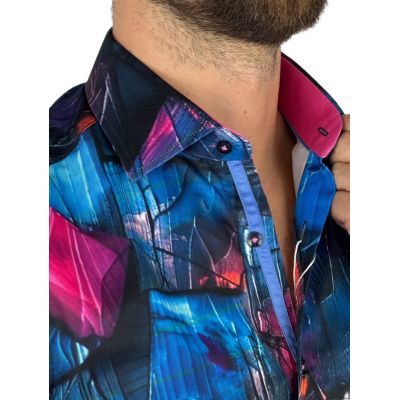 GUISEPPE LUIGI Koszula męska GL72 niebieska, różowa, kolorowa, wzór 3D | Sklep GriShop.eu | Koszule