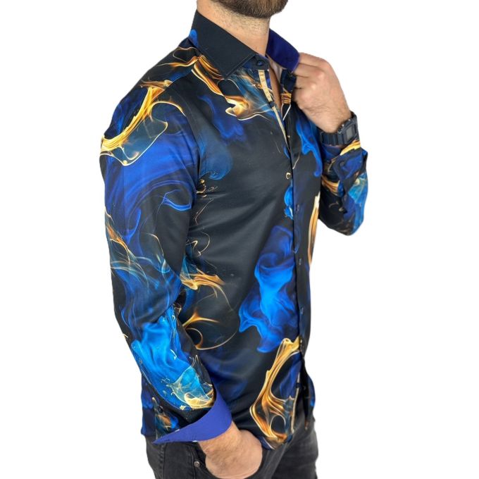 GUISEPPE LUIGI Koszula męska GL69 niebieskie, złote, dymy | Sklep GriShop.eu | Koszule