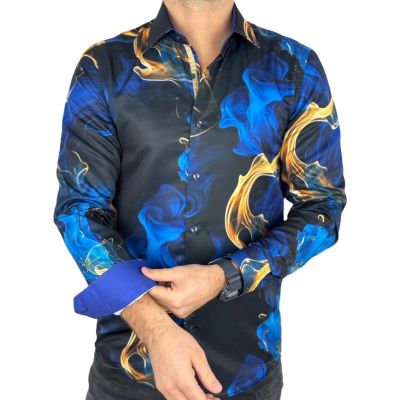 GUISEPPE LUIGI Koszula męska GL69 niebieskie, złote, dymy | Sklep GriShop.eu | Koszule