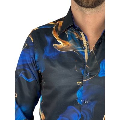 GUISEPPE LUIGI Koszula męska GL69 niebieskie, złote, dymy | Sklep GriShop.eu | Koszule