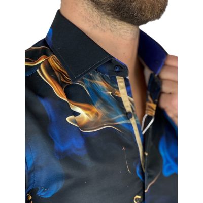 GUISEPPE LUIGI Koszula męska GL69 niebieskie, złote, dymy | Sklep GriShop.eu | Koszule