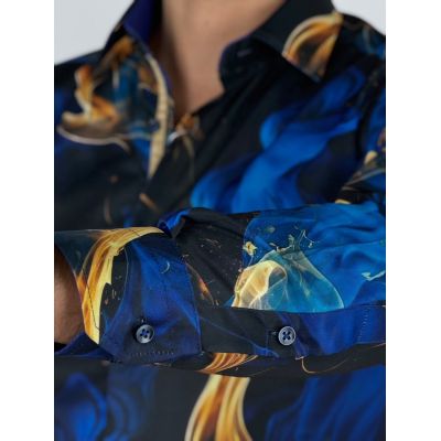 GUISEPPE LUIGI Koszula męska GL69 niebieskie, złote, dymy | Sklep GriShop.eu | Koszule