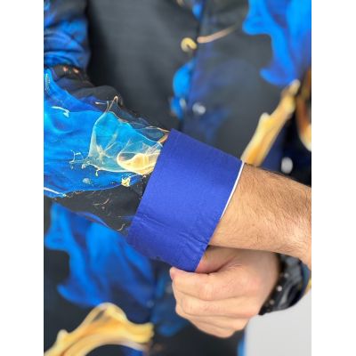 GUISEPPE LUIGI Koszula męska GL69 niebieskie, złote, dymy | Sklep GriShop.eu | Koszule