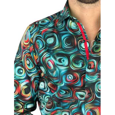 GUISEPPE LUIGI Koszula męska GL71 zielona, kolorowa, ślimak | Sklep GriShop.eu | Koszule