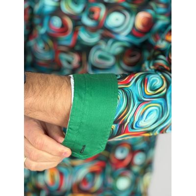 GUISEPPE LUIGI Koszula męska GL71 zielona, kolorowa, ślimak | Sklep GriShop.eu | Koszule