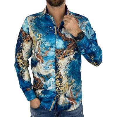 GUISEPPE LUIGI Koszula męska GL75 niebieska, woda, plaża, morze, kolorowa, wakacje | Sklep GriShop.eu | Koszule