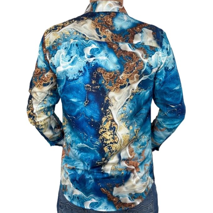 GUISEPPE LUIGI Koszula męska GL75 niebieska, woda, plaża, morze, kolorowa, wakacje | Sklep GriShop.eu | Koszule