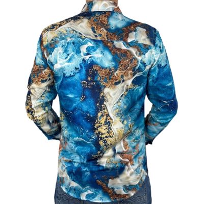 GUISEPPE LUIGI Koszula męska GL75 niebieska, woda, plaża, morze, kolorowa, wakacje | Sklep GriShop.eu | Koszule