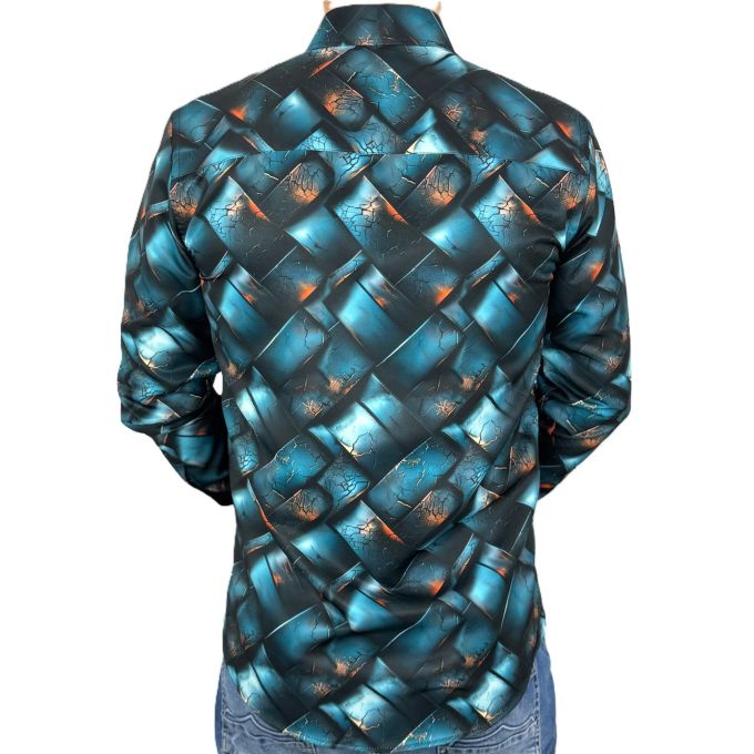 GUISEPPE LUIGI Koszula męska GL76 niebieska cegła 3D , kolorowa | Sklep GriShop.eu | Koszule