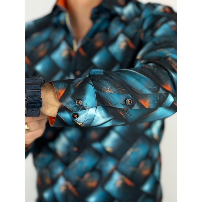 GUISEPPE LUIGI Koszula męska GL76 niebieska cegła 3D , kolorowa | Sklep GriShop.eu | Koszule