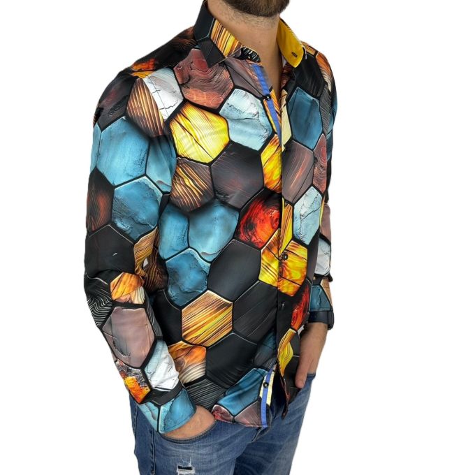 GUISEPPE LUIGI Koszula męska GL77 kolorowa, plaster miodu 3D | Sklep GriShop.eu | Koszule