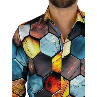 GUISEPPE LUIGI Koszula męska GL77 kolorowa, plaster miodu 3D | Sklep GriShop.eu | Koszule