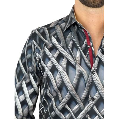 GUISEPPE LUIGI Koszula męska GL81 plecionka 3D, szara | Sklep GriShop.eu | Koszule