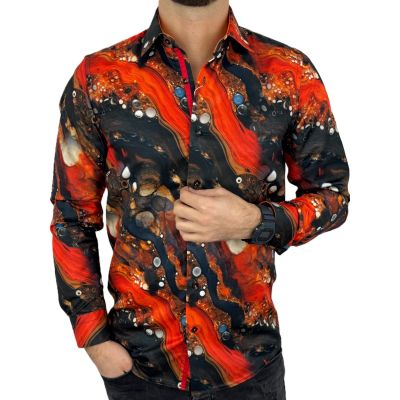 GUISEPPE LUIGI Koszula męska GL84 czerwona, lawa, czarna | Sklep GriShop.eu | Koszule