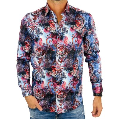 DANIEL BESSI Koszula męska fb103 paisley kwiaty kolorowa | Sklep GriShop.eu | Koszule