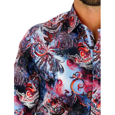 DANIEL BESSI Koszula męska fb103 paisley kwiaty kolorowa | Sklep GriShop.eu | Koszule