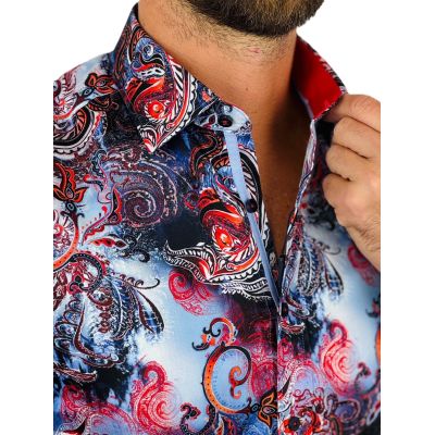 DANIEL BESSI Koszula męska fb103 paisley kwiaty kolorowa | Sklep GriShop.eu | Koszule