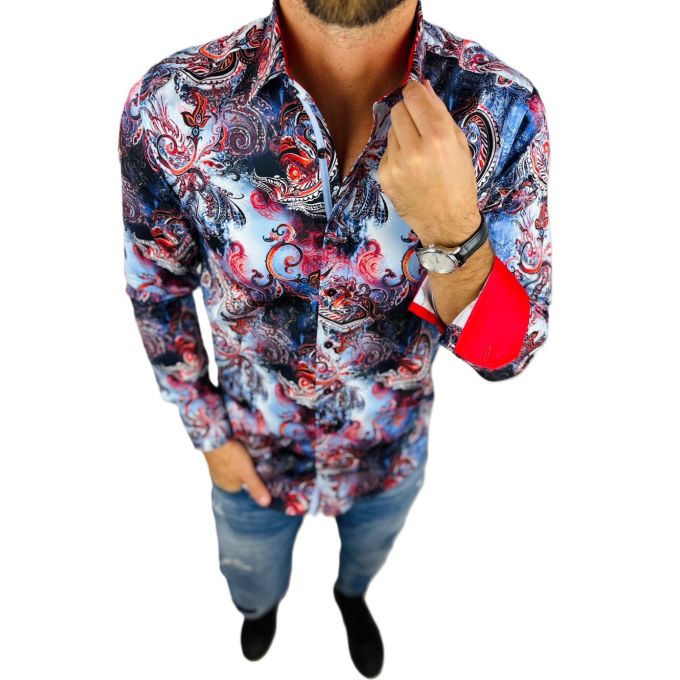 DANIEL BESSI Koszula męska fb103 paisley kwiaty kolorowa | Sklep GriShop.eu | Koszule