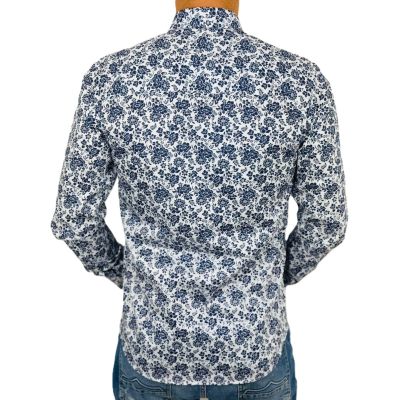 DANIEL BESSI Koszula męska fb123 biała kwiaty granat | Sklep GriShop.eu | Koszule