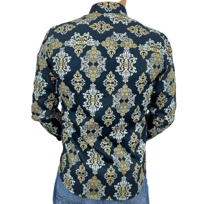 DANIEL BESSI Koszula męska fb129 czarna vintage paisley ekskluzywna imprezowa | Sklep GriShop.eu | Koszule