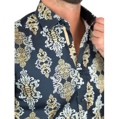 DANIEL BESSI Koszula męska fb129 czarna vintage paisley ekskluzywna imprezowa | Sklep GriShop.eu | Koszule