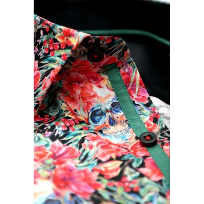 DANIEL BESSI Koszula męska fb109 czerwona, kwiaty, czachy, kolorowa | Sklep GriShop.eu | Koszule