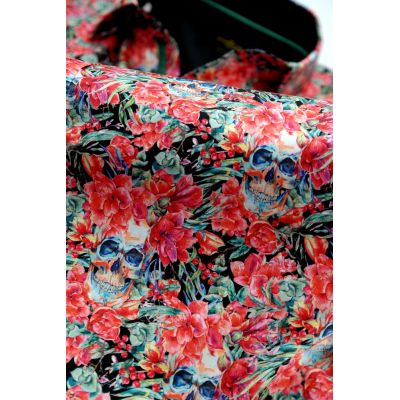 DANIEL BESSI Koszula męska fb109 czerwona, kwiaty, czachy, kolorowa | Sklep GriShop.eu | Koszule