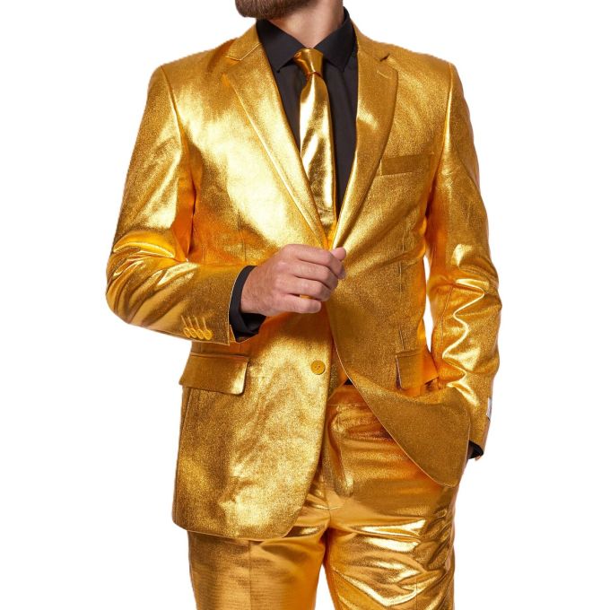 OPPOSUITS Garnitur męski z krawatem, złoty, GROOVY GOLD, imprezowy, połysk, blask | Sklep GriShop.eu | Garnitury
