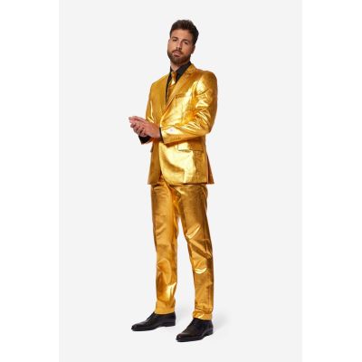 OPPOSUITS Garnitur męski z krawatem, złoty, GROOVY GOLD, imprezowy, połysk, blask | Sklep GriShop.eu | Garnitury