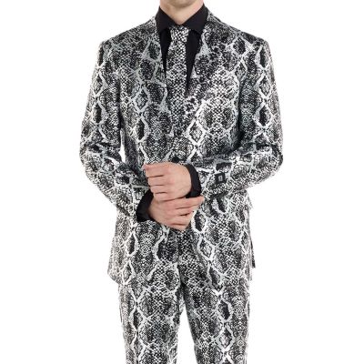 OPPOSUITS Garnitur męski z krawatem, srebrny, SILVER SNAKE, skóra węża, imprezowy, połysk, blask | Sklep GriShop.eu | Garnitury
