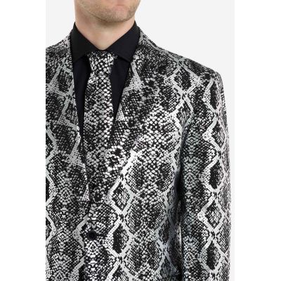 OPPOSUITS Garnitur męski z krawatem, srebrny, SILVER SNAKE, skóra węża, imprezowy, połysk, blask | Sklep GriShop.eu | Garnitury