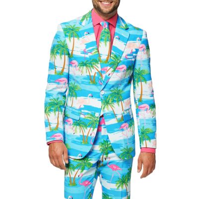 OPPOSUITS Garnitur męski z krawatem, kolorowy, flamingi, palmy, wakacje | Sklep GriShop.eu | Garnitury