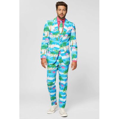 OPPOSUITS Garnitur męski z krawatem, kolorowy, flamingi, palmy, wakacje | Sklep GriShop.eu | Garnitury