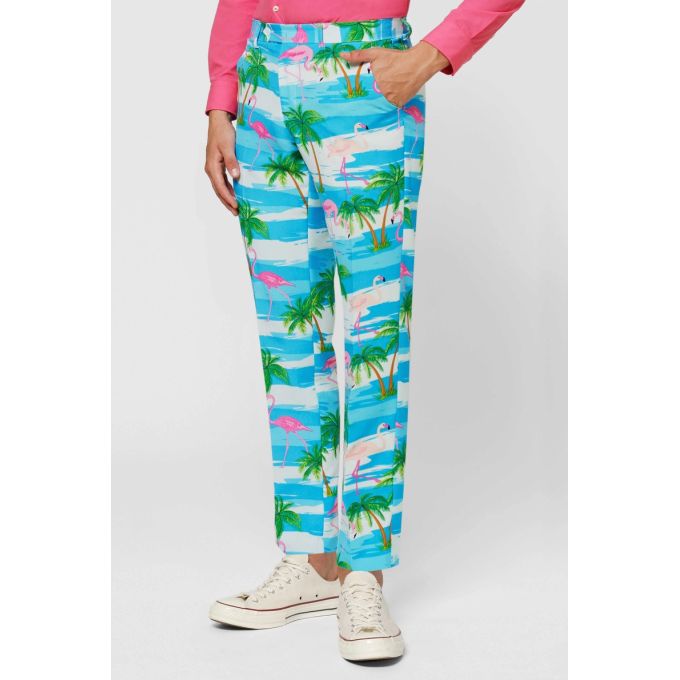 OPPOSUITS Garnitur męski z krawatem, kolorowy, flamingi, palmy, wakacje | Sklep GriShop.eu | Garnitury