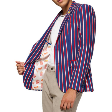 OPPOSUITS Marynarka męska granatowa w paski, kolorowa, CHEER STRIPES, kolorowa podszewka