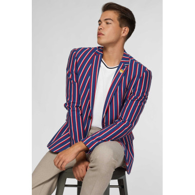 OPPOSUITS Marynarka męska granatowa w paski, kolorowa, CHEER STRIPES, kolorowa podszewka