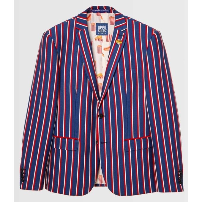 OPPOSUITS Marynarka męska granatowa w paski, kolorowa, CHEER STRIPES, kolorowa podszewka | Sklep GriShop.eu | Marynarki