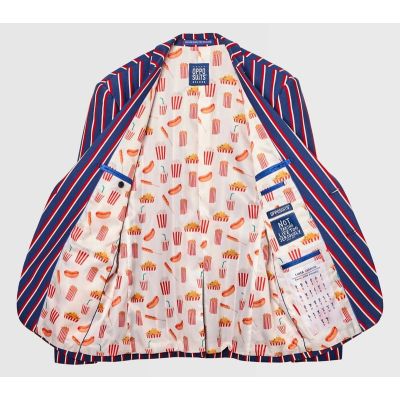 OPPOSUITS Marynarka męska granatowa w paski, kolorowa, CHEER STRIPES, kolorowa podszewka | Sklep GriShop.eu | Marynarki