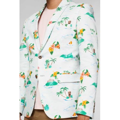 OPPOSUITS Marynarka męska kolorowa, HAWAJE, kwiaty, palmy, kolorowa podszewka | Sklep GriShop.eu | Marynarki
