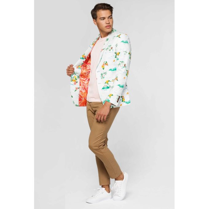 OPPOSUITS Marynarka męska kolorowa, HAWAJE, kwiaty, palmy, kolorowa podszewka | Sklep GriShop.eu | Marynarki